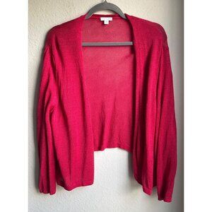 J Jill Sz XL Petite Cardigan Sweater Linen Blend lightweight Cherry Red